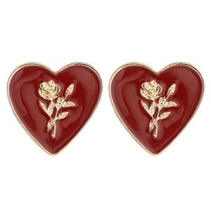*KEYLA* Red Heart Shaped Fashion Stud Earrings